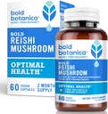 Bold Botanica Reishi Mushroom Capsules - 100% Fruiting Body - Konsentrert organisk Reishi ekstrakt for immunstøtte og kjerne velvære - Ingen Mycelia & Ingen korn - 60 Vegan Capsules