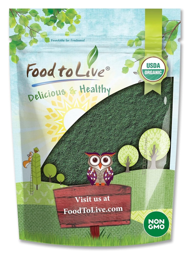 Mat å leve organisk spirulina pulver, 4 pund - ikke-GMO, Kosher, rå blå-grønn algae, vegansk supermat, bulk, ikke-irradert, ren vegansk grønn protein, rik på vitaminer og mineraler, flott for drinker