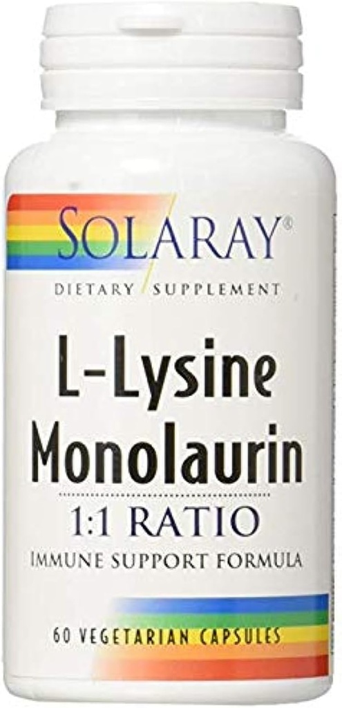 Solaray L-Lysine Monolaurin 1:1-forholdet, 60 kapsler (2-pakke)
