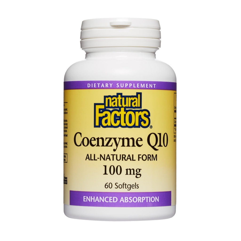 Naturlige faktorer Coenzym Q10 - Antioksidant støtte Supplement støtter Cellular Energiproduksjon - bedre absorpsjonshjelpemidler sunn hjertefunksjon - 100 mg, 60 Softgels (60 Services)