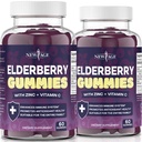 NEW AGE (2-Pack) Premium Elderberry Gummies for voksne barn med vitamin C, sink, propolis - Sambucus Black Elderberry Gummy Extract - Glutenfri og vegetarisk - 120 Gummies