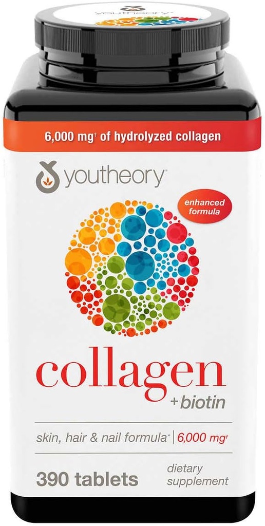 Youtheory Collagen Plus Biotin, 390 tabletter (5 pakke)