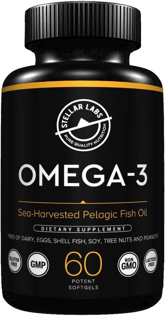 Stellar Labs Omega-3 Fish Oil Supplement - 60 CT LowFODMAP Sertifisert