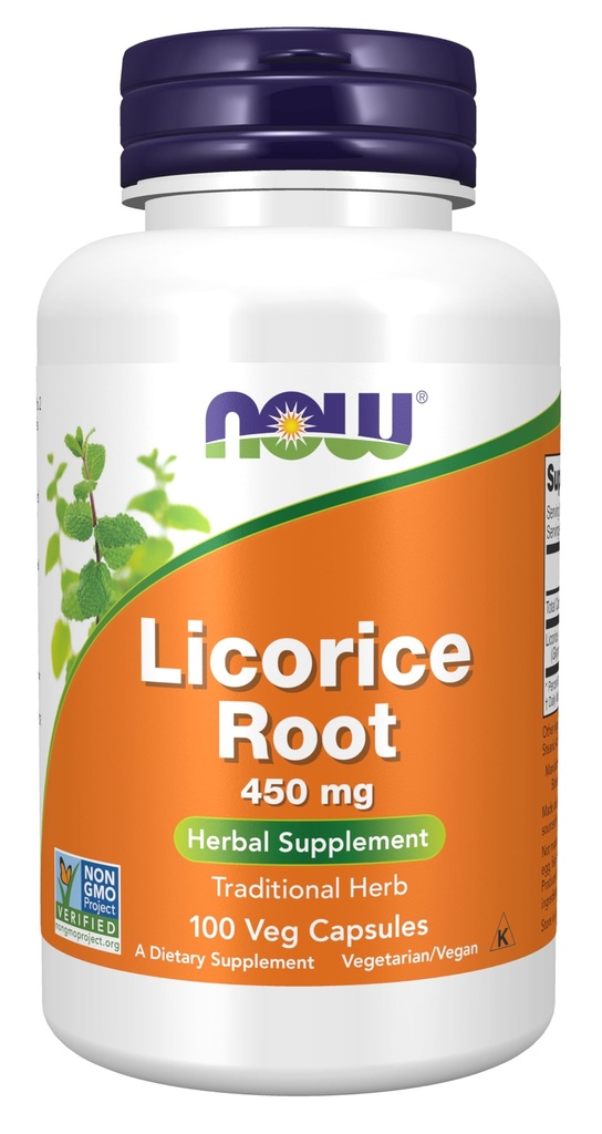 NÅ Kosttilskudd, Licorice Root (Glycyrhiza glabra) 450 mg, Herbal Supplement, 100 Veg Kapsler