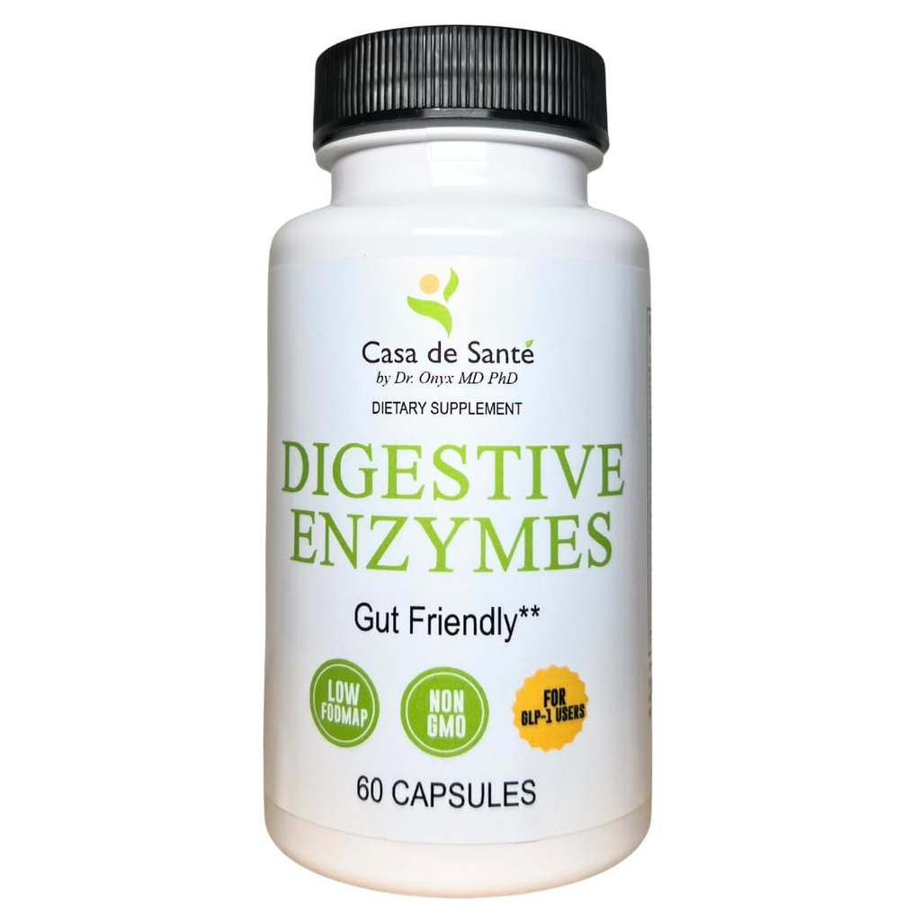 Casa de Sante FODMAP Digestive Enzymes, No High Inulin, Keto Carnivore Intolerance Support, 18 Multi Enzyme Amylase Bromelain Lipase Lactase Protease Papain Alpha galactosidase, Mer - Ingen GMO