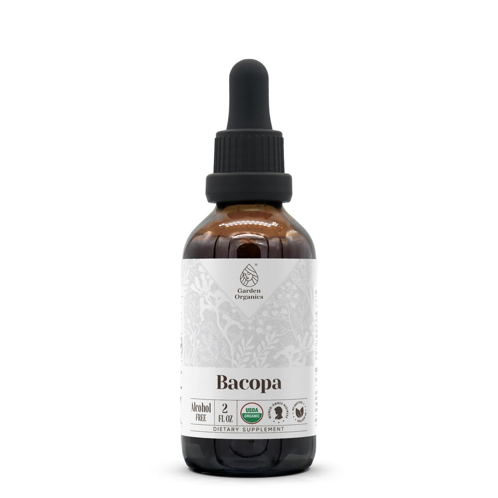 Bacopa USDA Økologisk | Alkoholfri Ekstrakt, Økologisk urtedråper, Supplement, Avslapping, Positiv Kognitiv effekt | Tinktur laget av 100% organisk Bacopa (Bacopa Monnieri) Tørket Herb 2 oz