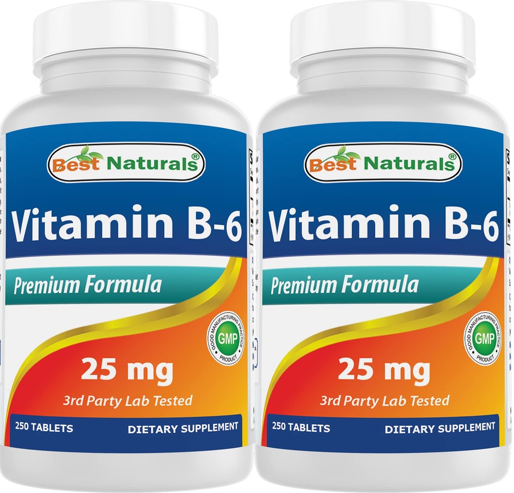Best Naturals Vitamin B6 25 mg 250 tabletter (250 teller (pakke med 2))