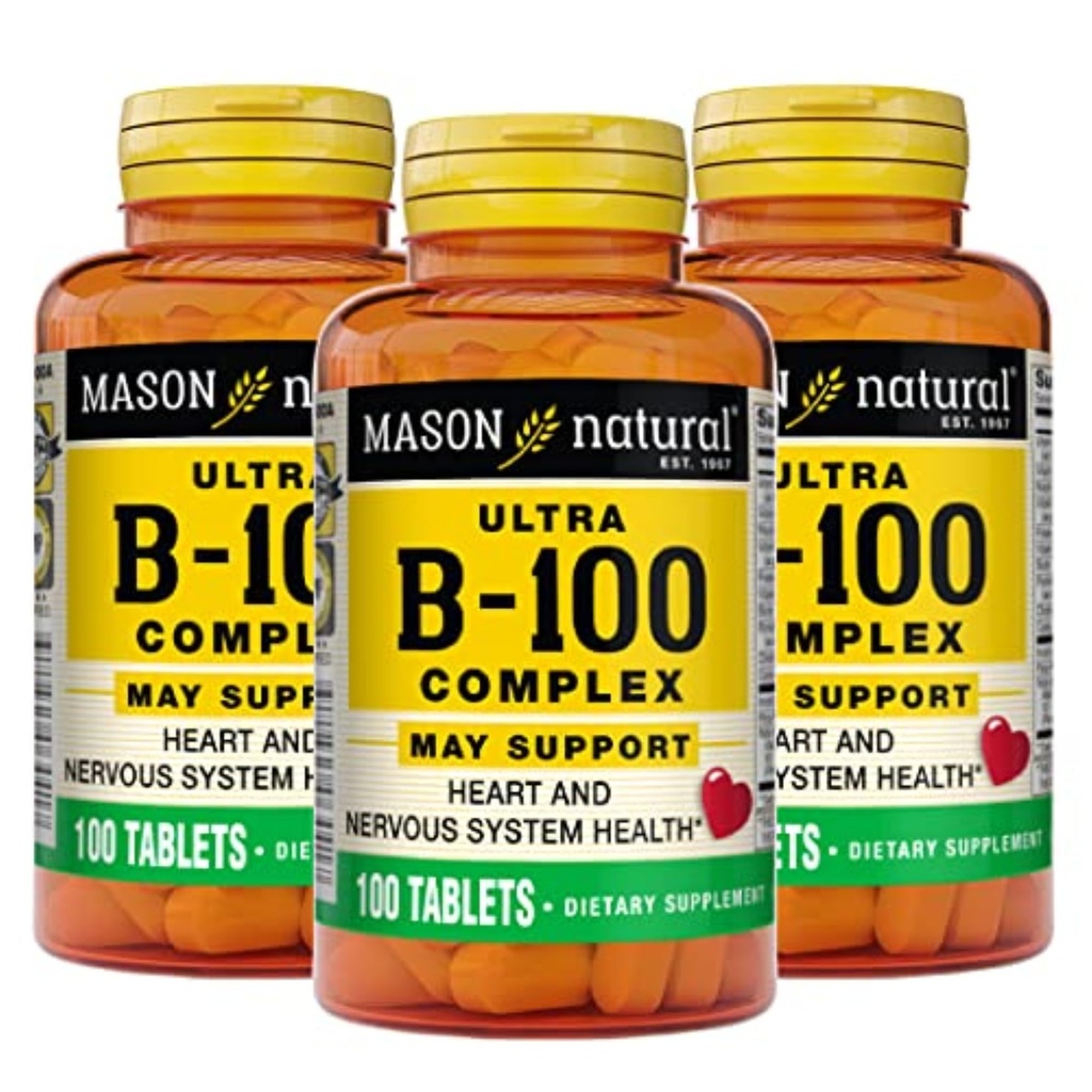 MASON NATURAL Ultra B, 100 Kompleks, 300, Dagsforsyning, for normal immunstøtte og energimetabolisme, 3 Pack