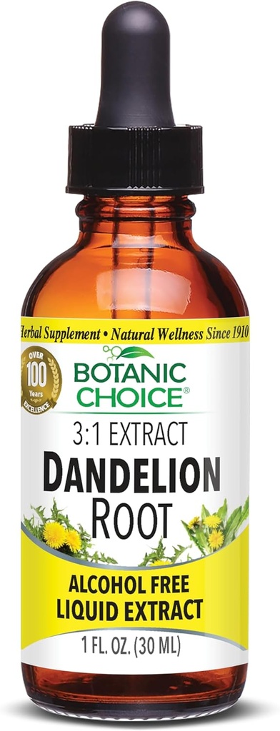 Botanisk valg Dandelion Root, alkoholfri flytende ekstrakt-tradisjonell støtte for lever helse, rengjøring toksiner, Aid Digestion-1 Fluid Ounce
