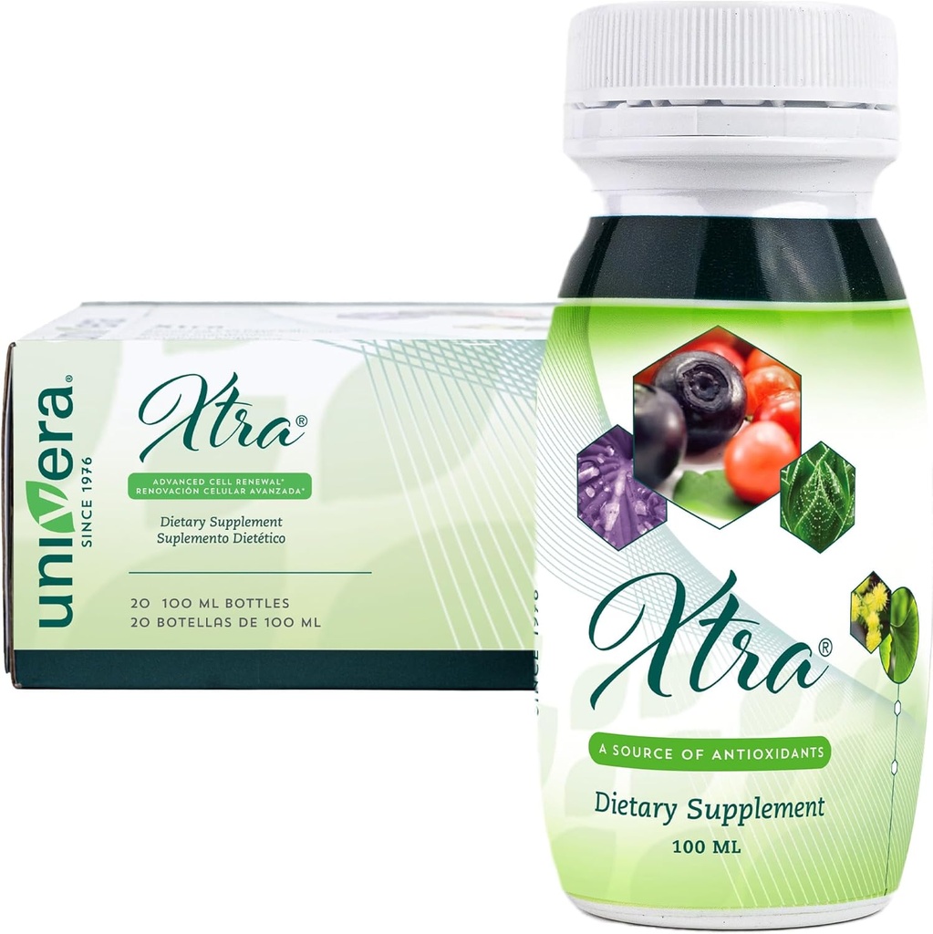 Univera Xtra Minis, Multimineral frukter kompleks, 15 naturlige ingredienser, stresshåndtering, fokus og klarhet, felles komfort, antioksidant beskyttelse - 3,38 Fl Oz (pakke på 20)