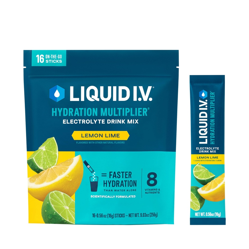 Liquid I.V.® Hydration Multiplier - Lemon Lime | Electrolyte pulver drikk blanding | 1 pakke (16 serveringer)