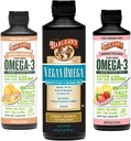 Barlean 's Vegan Omega 3 Algae olje flytende Supplement Bundle, Inkluderer Flaksfrø og Algae olje blanding, Ginger fersken, og rosa sitronade flavors, EPA og DHA fettsyrer