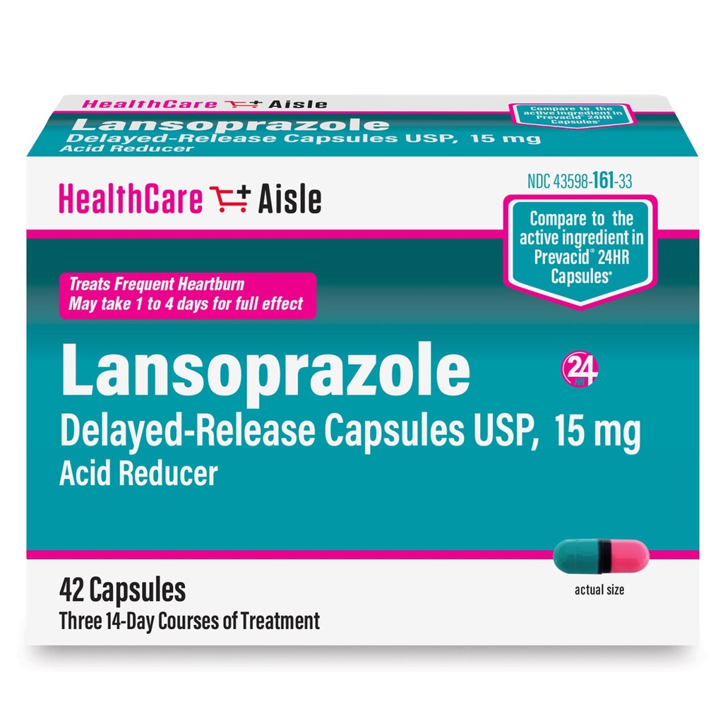 HealthCareAisle Lansoprazol 15 mg - 42 Forsinket-epilepser - syrereduser, behandler hyppig hjertebrann