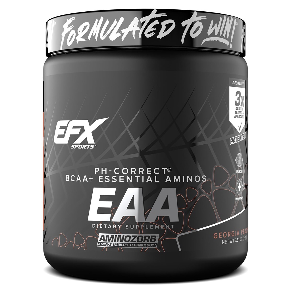 EFX Sports Trening Ground EAA essensielle Aminosyrer Supplement | Energi og proteinsyntese | Pre, Intra, eller post trening | 40 Services (Georgia Peach)