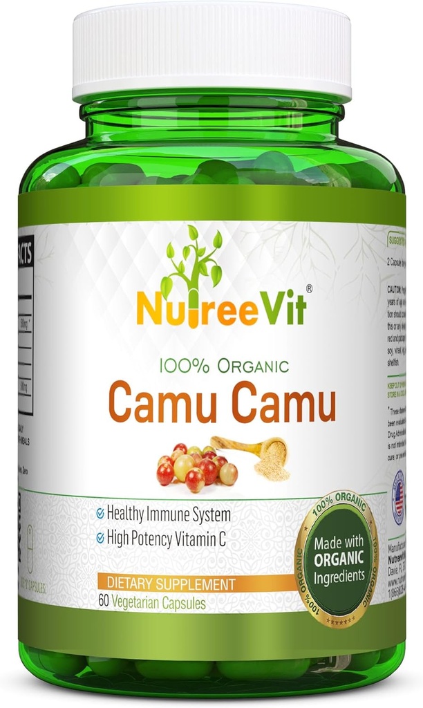 NurteeVit 100% organisk Camu Camu kapsler 500 mg - vitamin C, pakket med vitaminer og mineraler (90 Count)