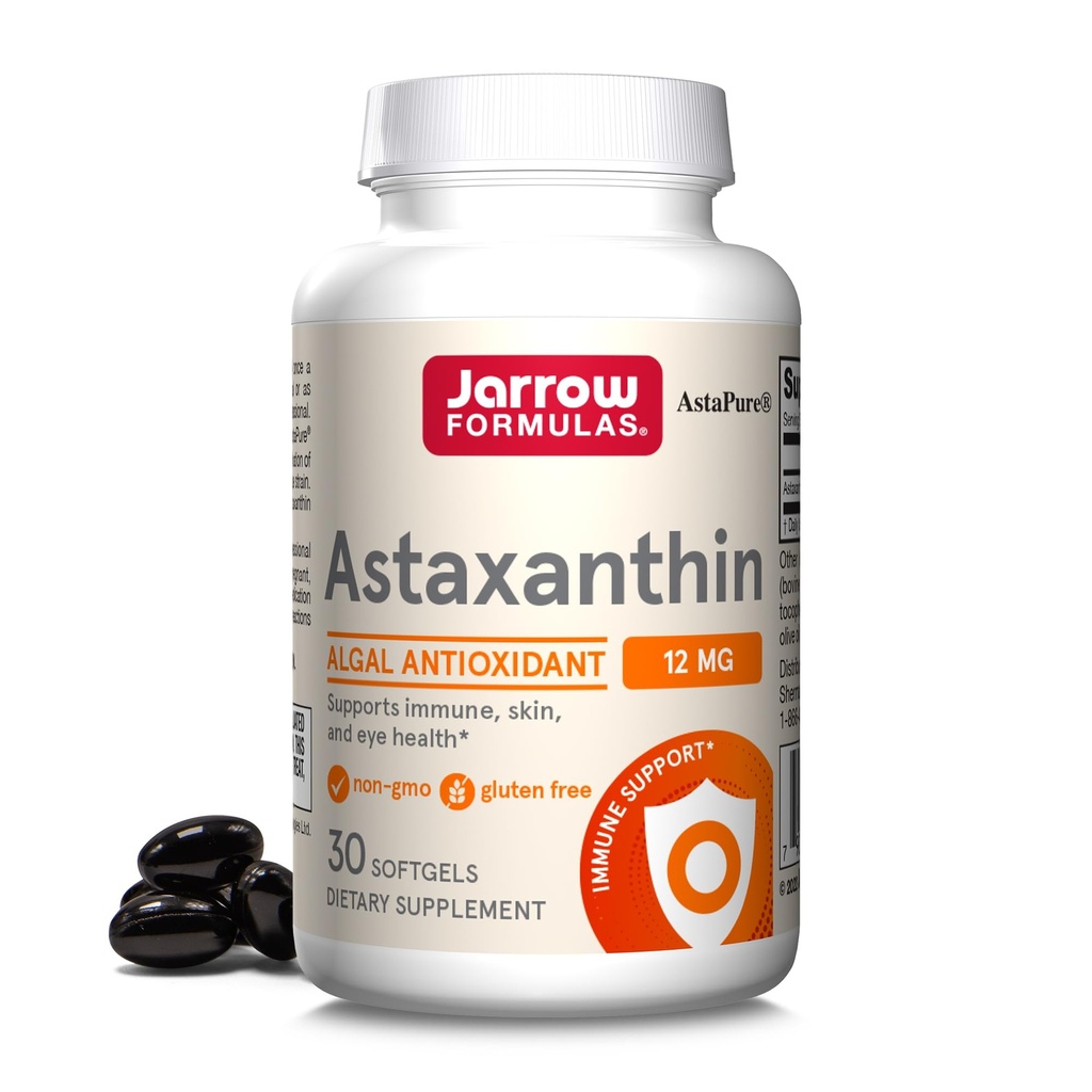 Jarrow Formulas® Astaxanthin 12 mg, kosttilskudd, Antioksidant støtte for immun- og øyehelse, 30 Softgels, 30 dagers forsyning
