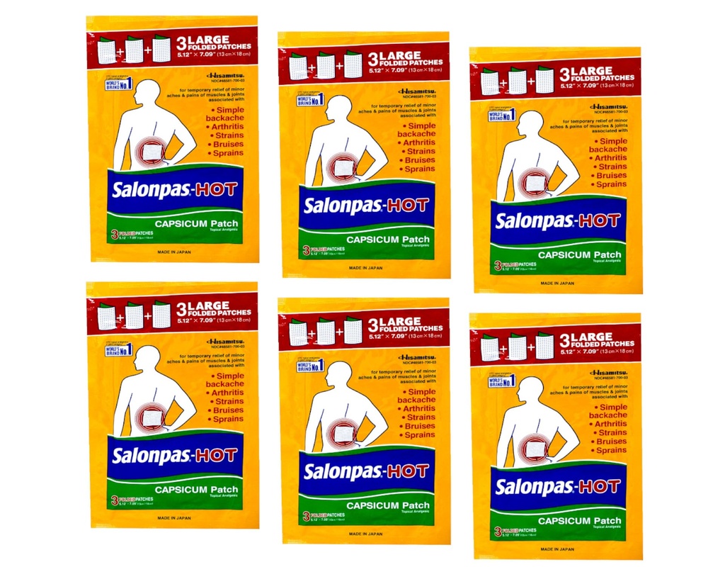 Salonpas-Hot Capsicum Patch 3 Count (Pack of 6)