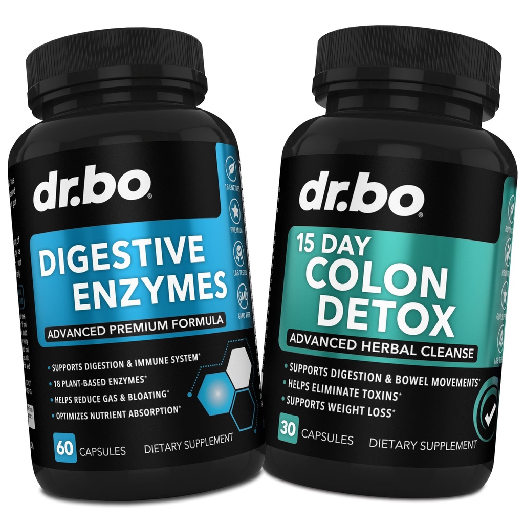 Digestive Enzymes & Colon Cleanser Detox - Digestion Supplement & 15 dagers intestinale rengjøringspiller for kvinner og menn - Rask naturlig laxativ for digestiv relief & Bowell bevegelsessupplement for Gut
