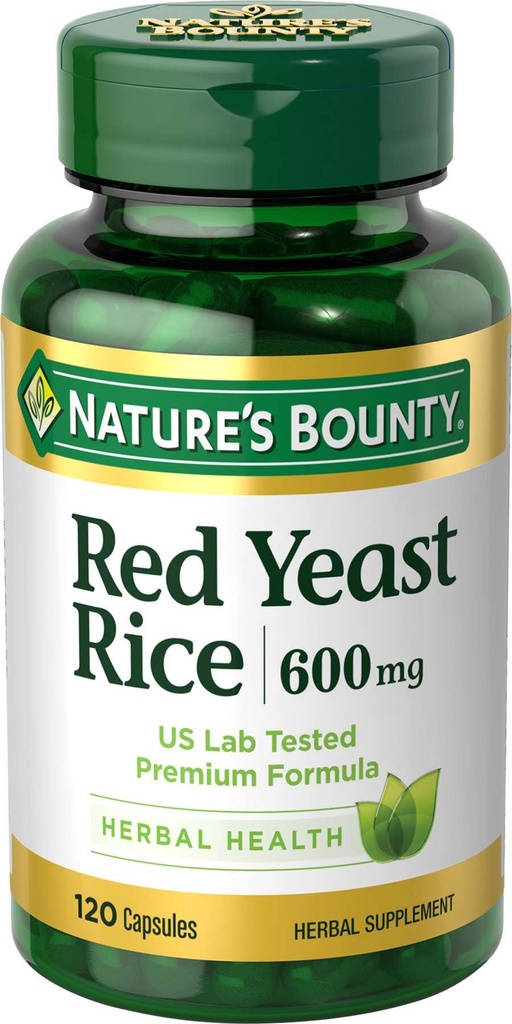 Naturens Bounty rød yeast ris piller og herbal helse supplement, kosttilskudd, 600 mg, 120 kapsler