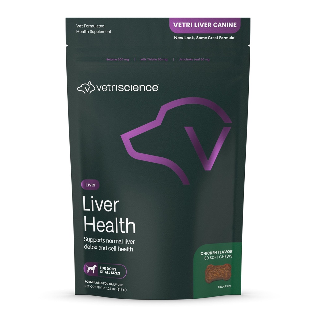 VegetriScience Liver Helse Chews med melk Thistle, Vetri Liver Detox Supplement for hunder, gurkemeie og artichoke Leaf for lever støtte og avgiftning, kylling, 60 greve