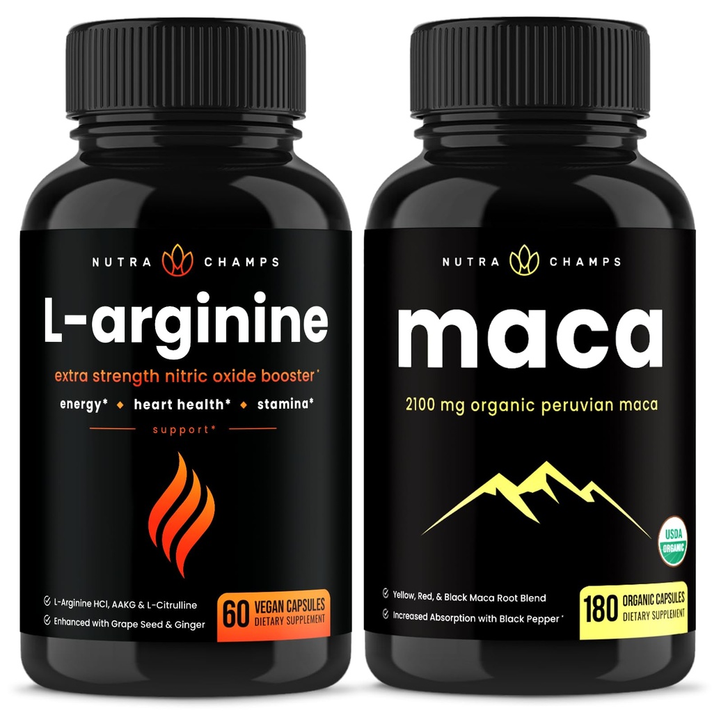 NutraChamps L-argininkapsler og Maca Capsules 2 Pack Bundle