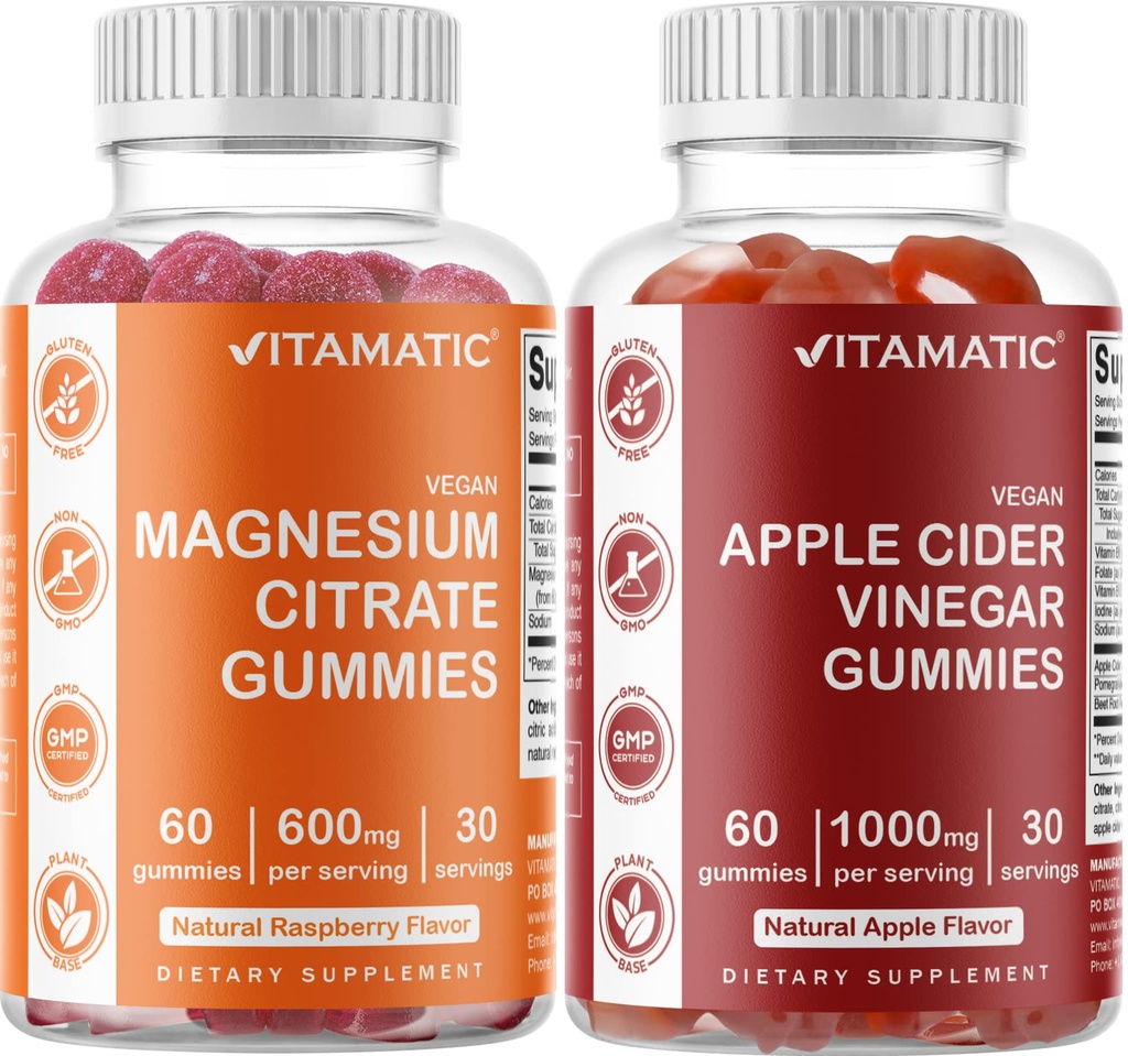 Vitamatisk Magnesium & Apple Cider Vinegar Gummies - 60 Vegan Count Hver