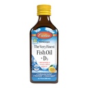 Carlson - Den svært fineste fiskeolje + D3, 1600 mg Omega-3s, 50 mg (2000 IU) vitamin D3, flytende fiskeolje og D3 Supplement, norsk, Wild Caught, Sustainly Sourced, Lemon, 200 ml (6,7 Fl Oz)
