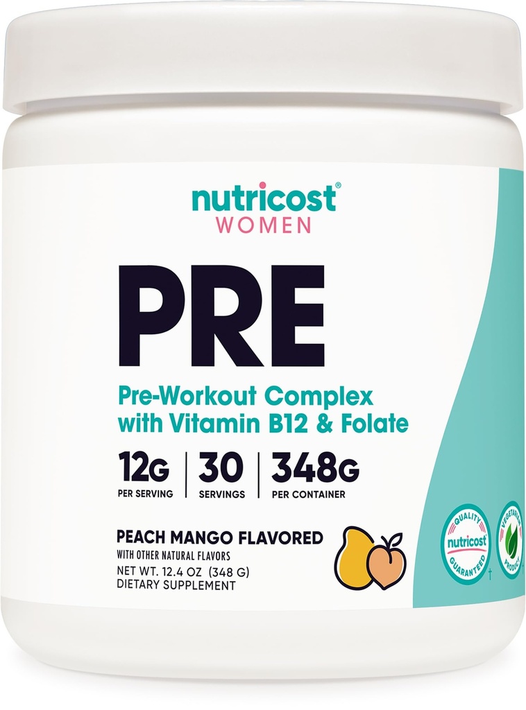 Nutricost Pre-Workout pulver for kvinner, Peach Mango, 30 serveringer