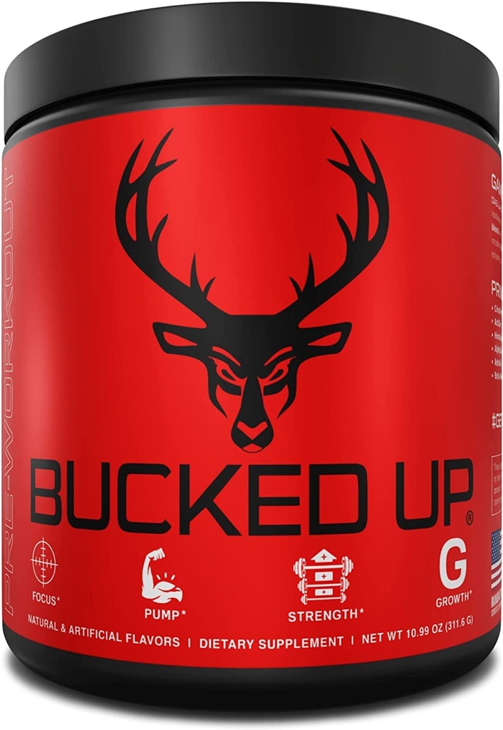 Bucked Up Pre Workout 6 Grams Citrulline, 2 Grams Beta Alanine og 3 andre registrerte varemerkede ingredienser (Red Raz)