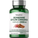 Piping Rock Berberine HCI Ceylon Cinnamon Complex | 120 kapsler | Herbal Extract Supplement | Vegetarisk, ikke-GMO & Glutenfri formel