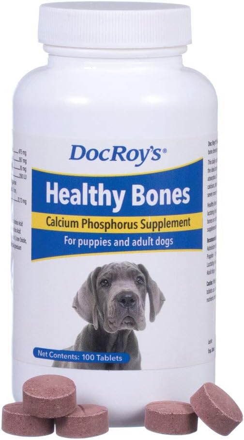 Revival Animal Health Doc Roy s sunne bein- kalsium fosforus Supplement- for hunder og valper- 100ct tabletter