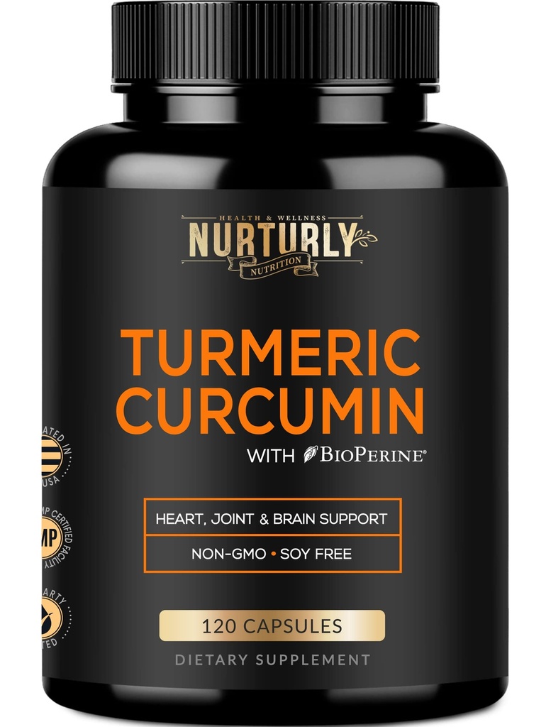 Turmeric Curcumin med BioPerine Black Pepper og 95% Curcuminoids - høy absorpsjon Turmeric Kosttilskudd 1300 mg for Hearth Helse - Ikke-GMO, Glutenfri - 120 Kapsler