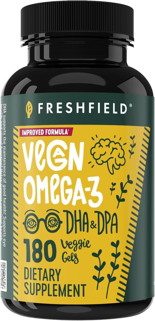 Vegansk Omega 3 DHA: Algae Olje, Mest Anmeldt, Carrageenan Free, Bærekraftig, Testet, Ingen Heavy Metals, Fish Oil Alt, Plant Based Omega. Støtter hjerte, hjerne, felles helse m/DPA