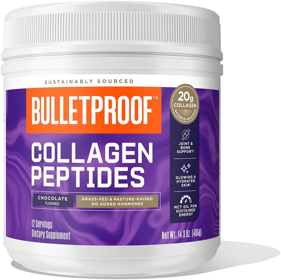 Kulesikker sjokolade kollagen peptider pulver med MCT olje, 14.3 ovner, Grass-fed collagen protein for hud, bein og felles støtte, pastur hevet, Ingen tilsatt hormoner