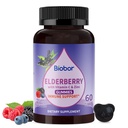 Naturlig Black Elderberry Gummies 150mg, eldrebær fruktekstrakt med vitamin C og sink, Herbal ElderCraft® Gummies Daglig immunstøtte for barn og voksne, 60 greve