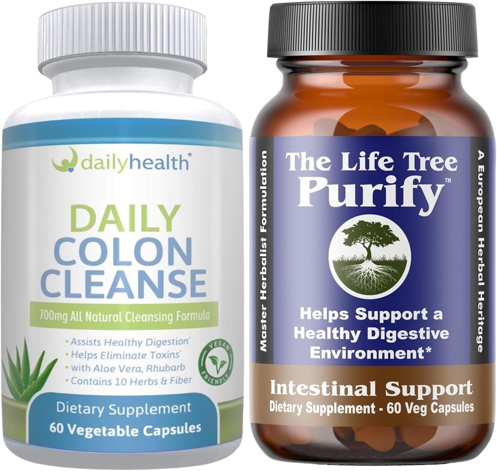 Liv Tree rense intestinal støtte Plus daglig Colon rengjøring Detoxify Kit 120 kapsler - Lactobacillus acidophillus - naturlig herbal for digestiv helse