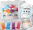 Celtic Salt Electrolytes pulver pakker + Kreatin Monohydrat pulver Supplement + Turkesteron & Tongkat Ali 1000mg Supplement