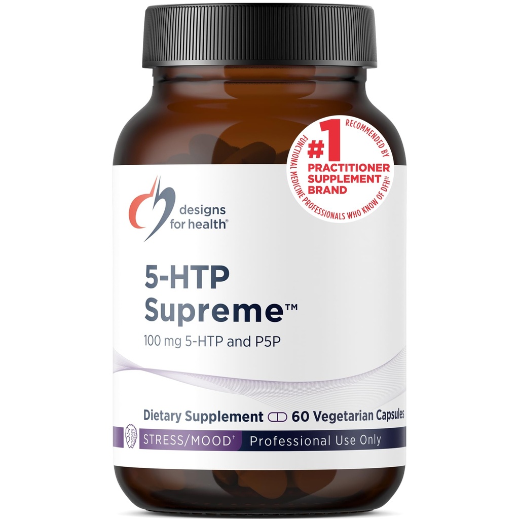 Designs for Helse 5-HTP 100mg med vitamin B6 (P-5-P) - 5-HTP Supreme 100 mg Supplement - Serotonin Precursors for å støtte sunn Mood + Appetite (60 kapsler)