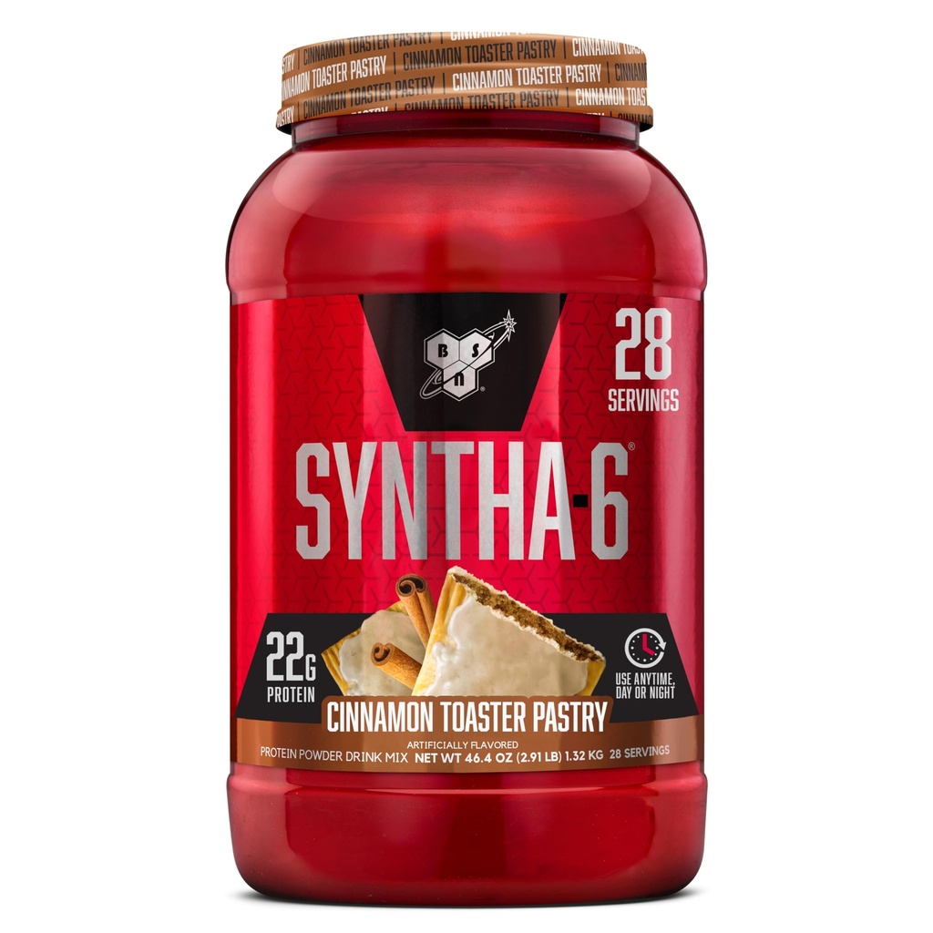 BSN SYNTHA-6 Premium Proteinpulver med 6g Fiber, Whey Protein, Micellar Casein, Melk Protein Isolat Blanding, 5g fett, kanelbriller Pasteria, 28 serveringer (Packing May Vary)