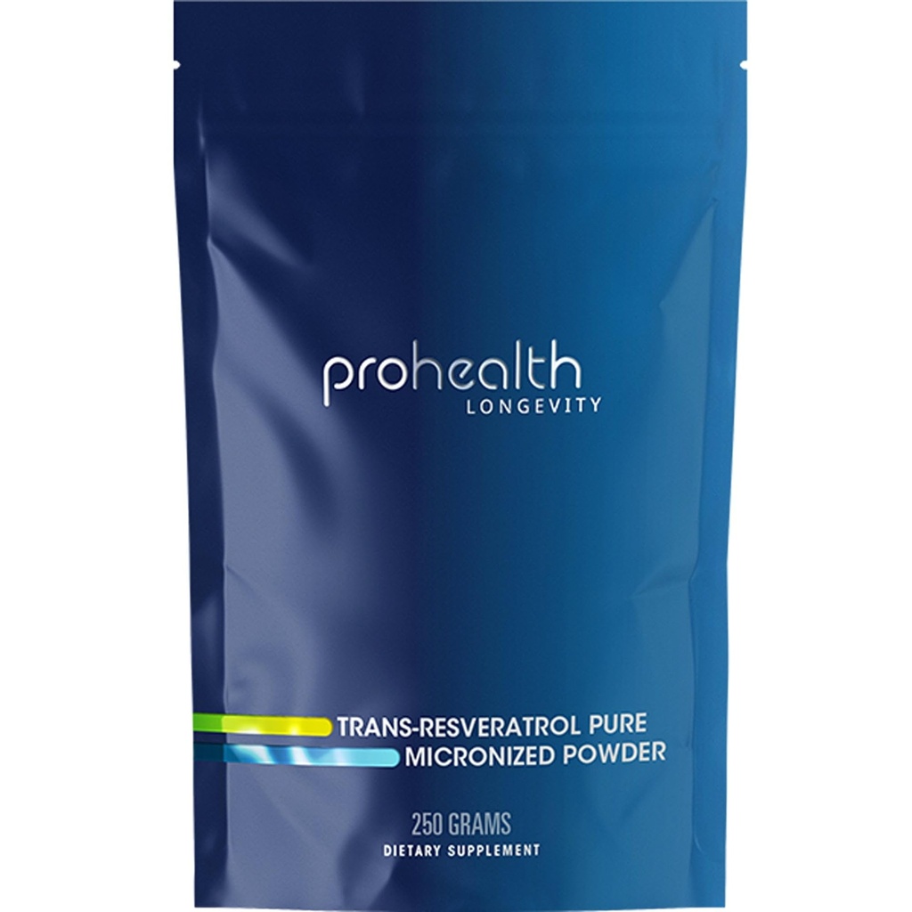 ProHealth Longevity Bulk Trans Resveratrol pulver 250 gram - ren farmasøytisk grad, 1000 mg per scoop, superabsorpsjon og biotilgjengelighet