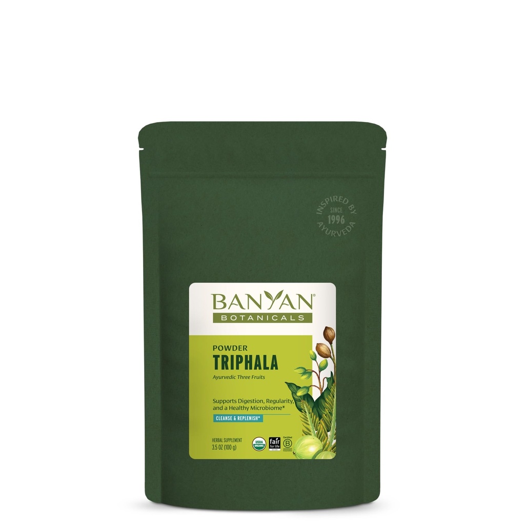 Banyan Botanicals Tripala pulver - Organic Digestion Supplement med Amla, Haritaki & Bibhitaki - Digestion, Colon Support & Sunn Gut Microbiome * – 3,5 oz – Ikke-GMO Sustainly Sourced Vegan