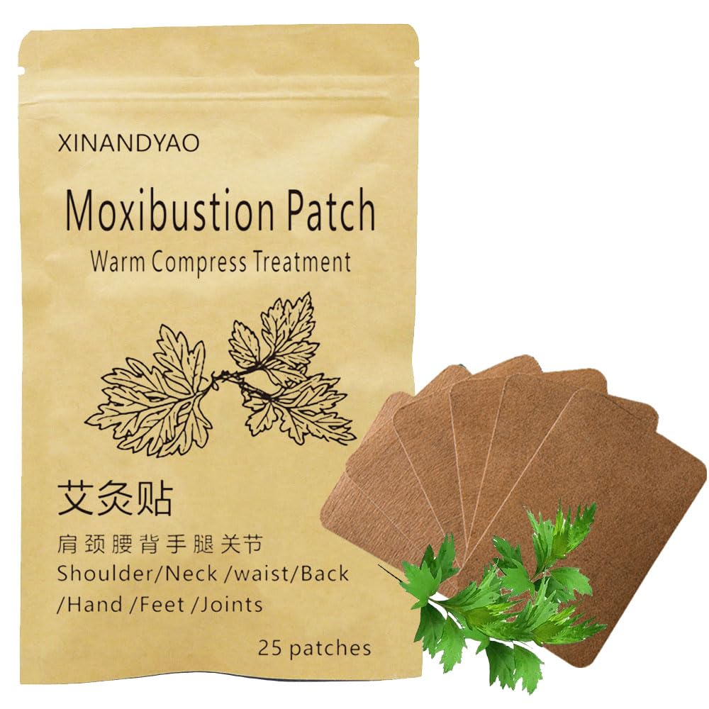 25 Patches Moxibustion Herbal Warming Patch – Mugwort Self-Heating Pads, Comfort for Back, Neck, Shoulder, Knee & Joints, Traditional Chinese Inspired (12 * 8cm)