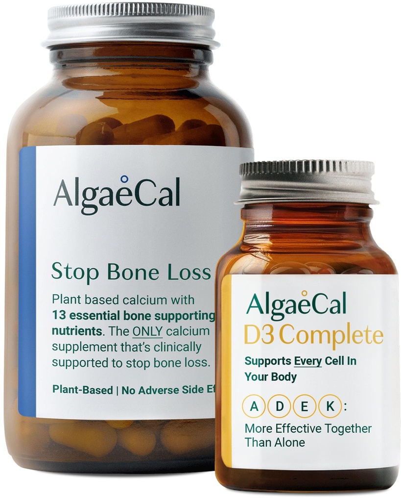 ALGAECAL Bundle - Vitamin D3 Complete (1000 IU) + K2, VIT E, VIT En grunnleggende plantebasert kalsium for beinstøtte