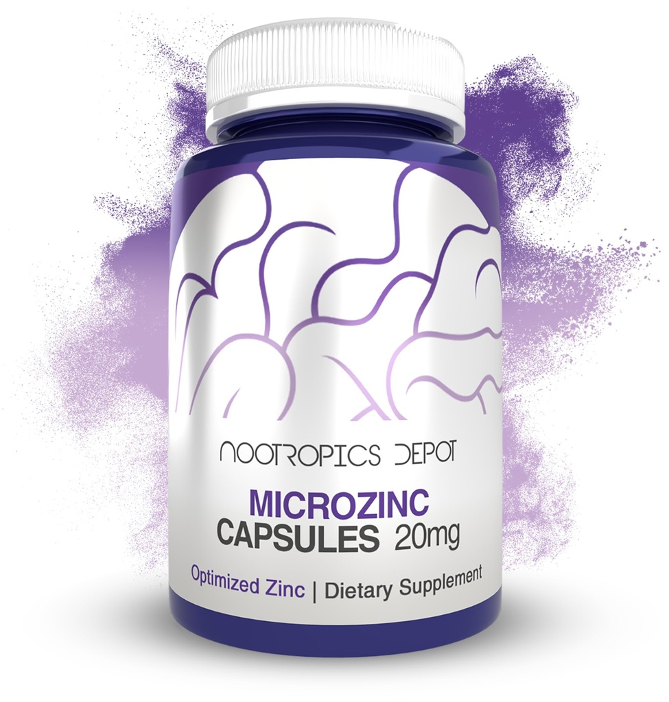 Nootropics Depot MicroZinc Capsules | 20 mg | Optimisert Sink Supplement | 90 greve
