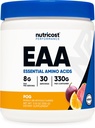 Nutricost EAA pulver 30 serveringer - lidenskapsfrukt, oransje og guava (POG) - essensielle aminosyrer - ikke-GMO, Glutenfri, Vegetarvennlig