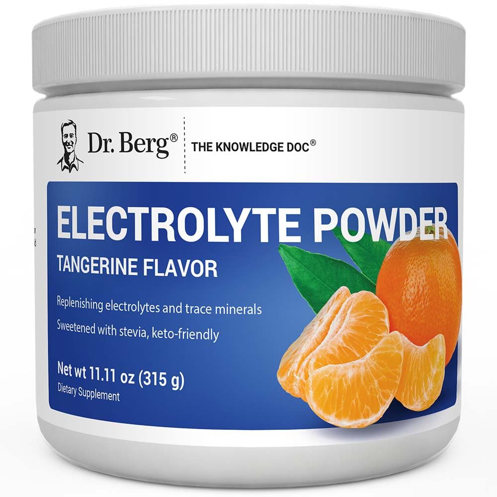 Dr. Berg Zero Sukker Hydration Keto Electrolyte pulver - Forbedret w / 1000 mg Kalium og ekte rosa Himalayan salt (NOT tabell salt) - Tangerine Flavor Hydration Drink Mix Supplement - 50 Serveringer