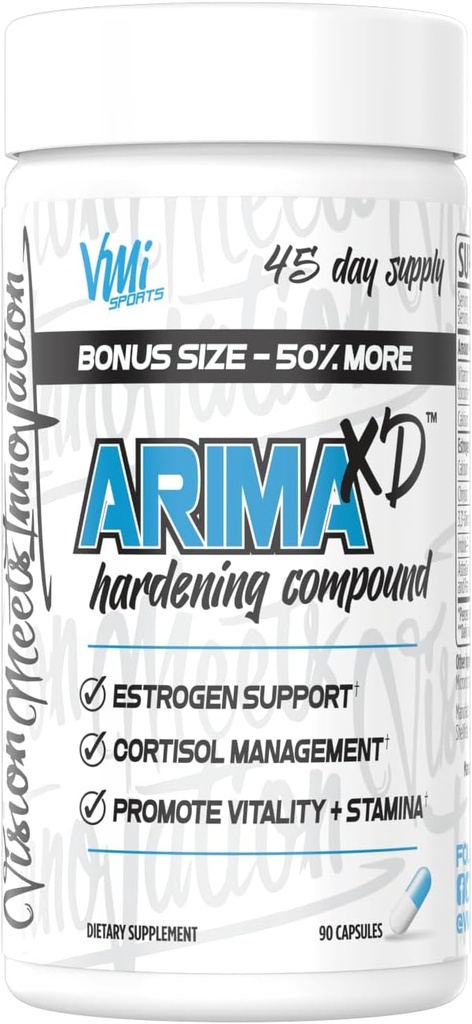 VMI Sports Arima-XD 60 Count, Natural Hormon Balance, Anti- Aromatase Cortisol Blocker for menn og kvinner, Supplement for å støtte balansert testosteron & østrogen hormon nivåer på eller av syklus (90 ct)