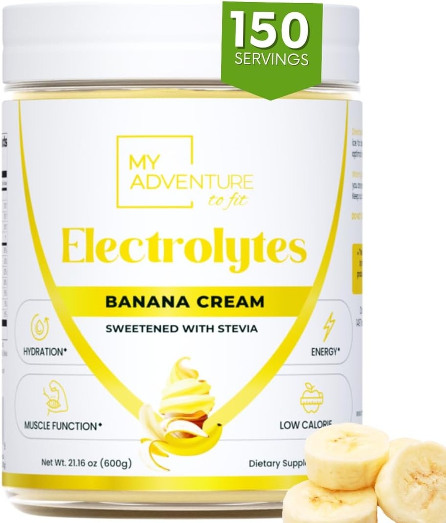 Null sukker - Banan krem elektrolyter pulver - forfriskende Hydration - koffeinfri energi med alle naturlige ingredienser - Vegansk keto & Paleo - sukkerfri elektrolyter pulver drikk blanding - 150 serveringer