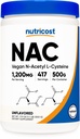 Nutricost N-Acetyl L-cysteine (NAC) Powder 500 gram - Vegansk NAC, ikke-GMO, Glutenfri
