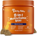 Zesty Paws Multivitamin behandler for hunder, glucosamine Chondroitin felles støtte + Digestive enzymer & probiotika, korn gratis hundevitaminer og kosttilskudd for hud og coat, peanut smør - 90ct